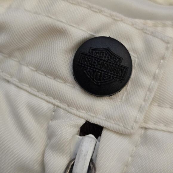 HARLEY DAVIDSON Racing Motor Cycles Cream Nylon Biker Jacket Coat Medium - Picture 4 of 8